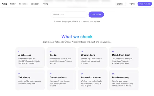 Screenshot of AgentReady — can AI assistants actually read your site?