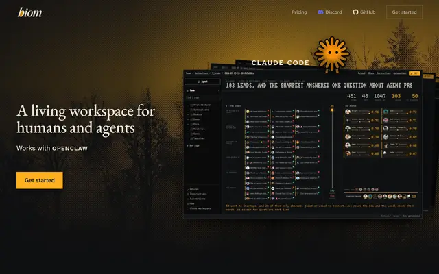 Screenshot of Biom · Visual Workspace for AI Automations