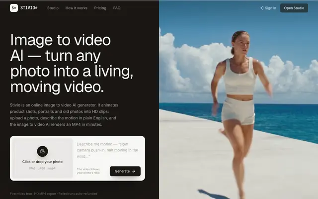 Screenshot of Stivio — Image to Video AI Generator | Photos to HD Video