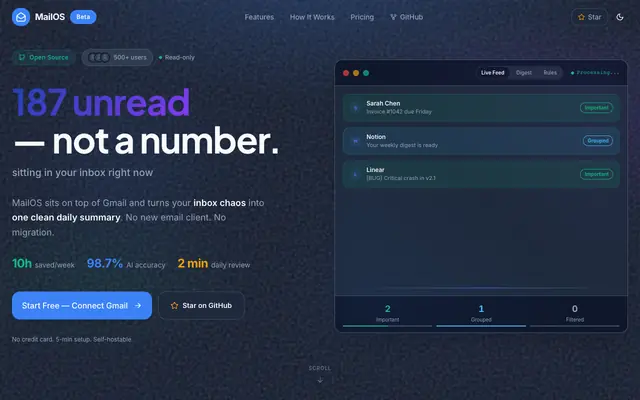 Screenshot of MailOS — Stop Missing Important Emails in 200+ Daily Messages