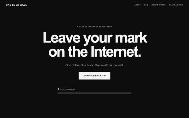 Screenshot of One Buck Wall — Leave Your Mark