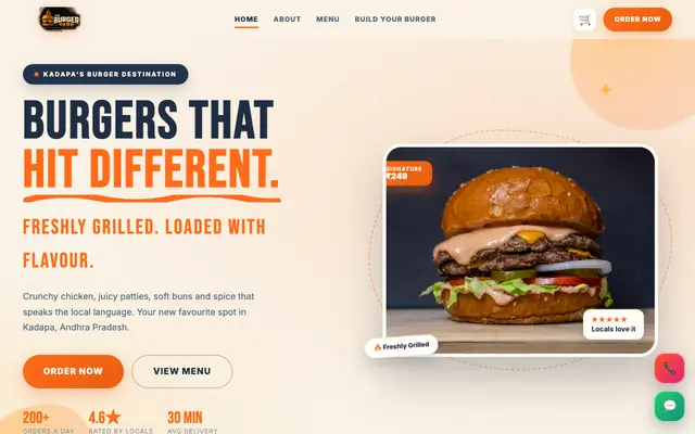 Screenshot of The Burger Yard — Kadapa's Burger Destination