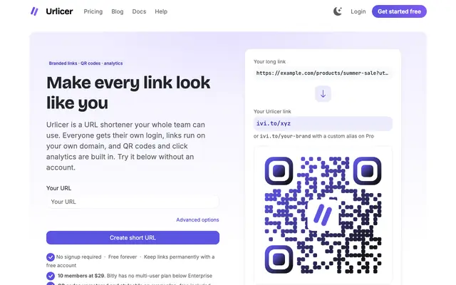 Screenshot of Urlicer: URL shortener & QR code generator | Urlicer