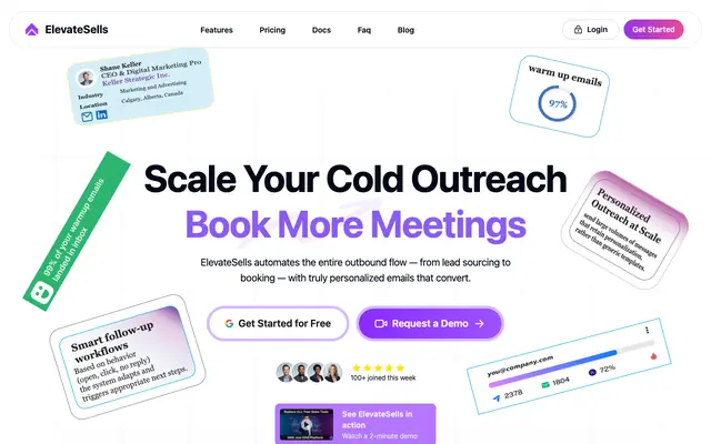 Screenshot of ElevateSells - AI-Powered Sales Automation & Lead Generation