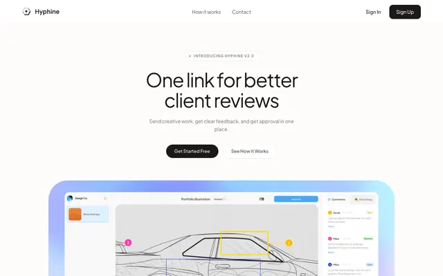Screenshot of Hyphine | One Link for Better Client Reviews