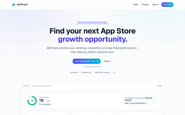 Screenshot of ASOTrack — App Store Optimization & keyword rank tracking for iOS apps