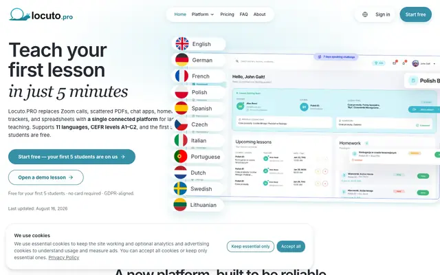 Screenshot of Teach your first lesson in 5 minutes