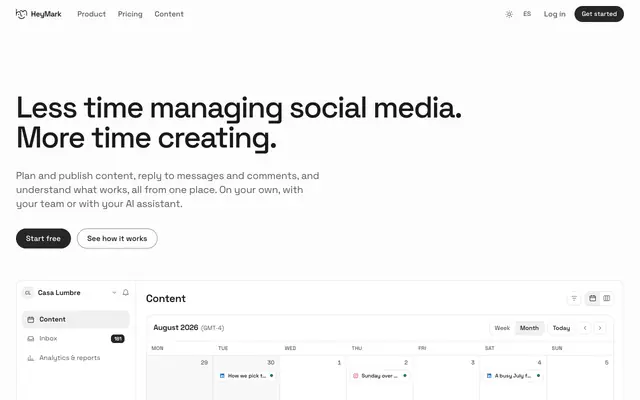 Screenshot of HeyMark — The AI social media manager that knows your brand