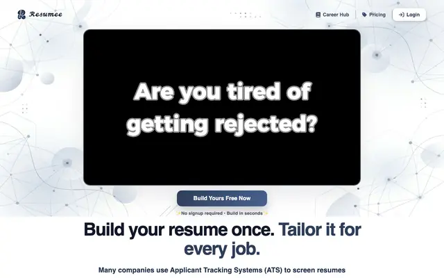 Screenshot of Resumee AI Resume Builder | ATS-Friendly Professional Resumes