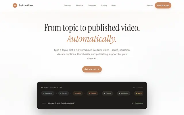 Screenshot of Topic to Video - Automated Video Production