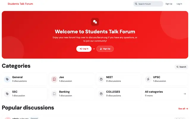 Screenshot of Students Talk Forum