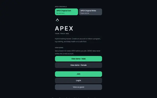 Screenshot of APEX