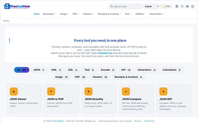 Screenshot of FreeToolMate • Tools for a Smarter, Simpler you
