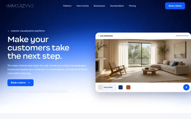 Screenshot of Immerzyve | Interior visualization platform