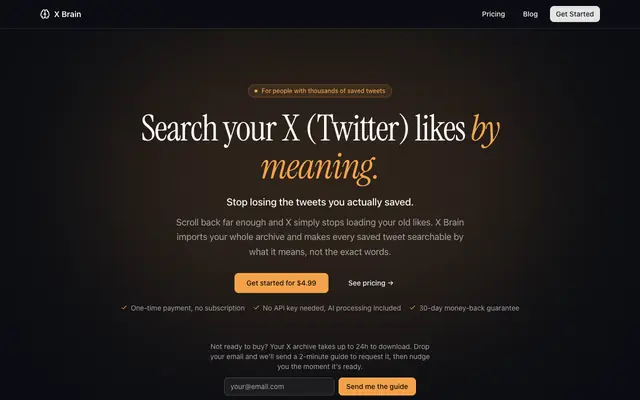 Screenshot of X Brain - Search Your Liked Tweets by Meaning