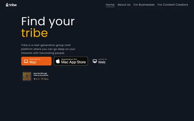 Screenshot of Find Interest-Based Group Chats | Tribe Chat