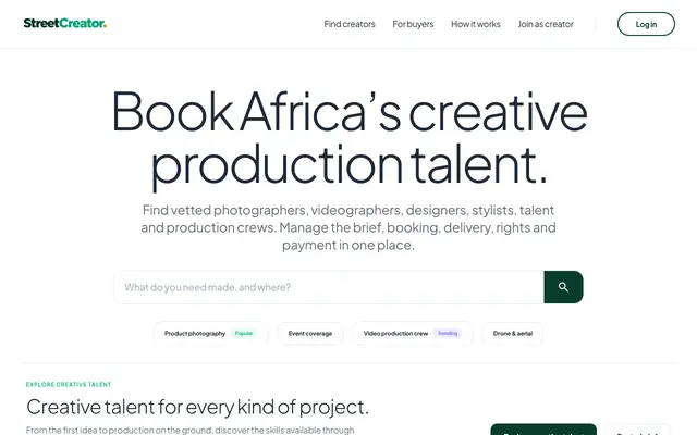 Screenshot of StreetCreator | Africa’s Creative Production Marketplace