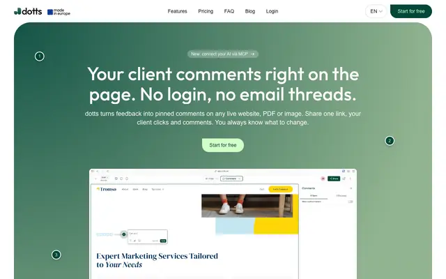 Screenshot of Visual Website Feedback Tool, No Client Login | dotts