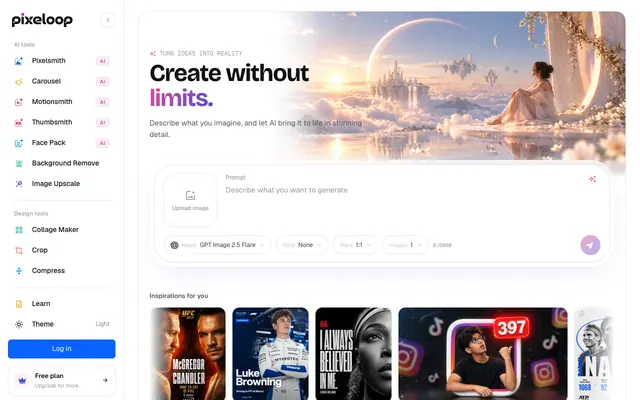Screenshot of Pixeloop · Your AI designer