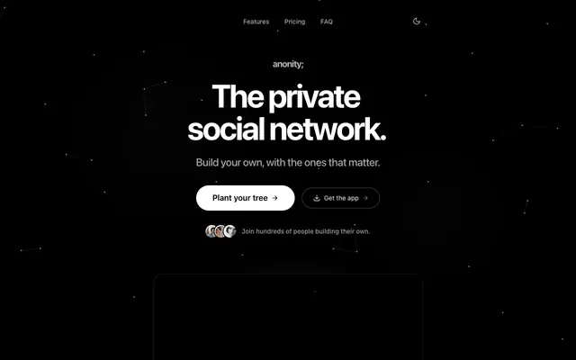 Screenshot of anonity: private memory timelines for family and friends