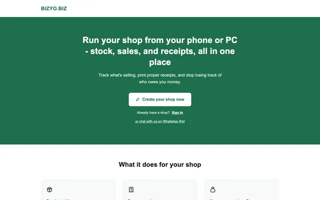 Screenshot of BIZYO.MN - Simple POS for your shop