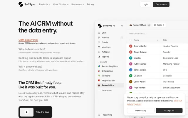 Screenshot of SoftSync | The connected sales workspace that works when you're not there