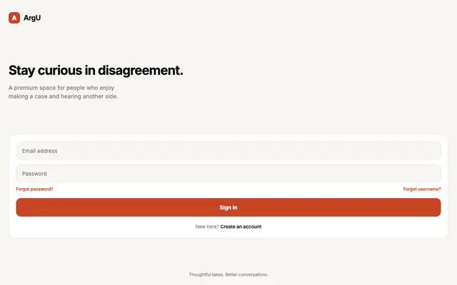Screenshot of ArgU — Debate Social