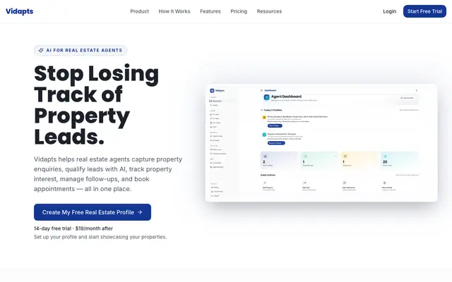 Screenshot of Vidapts — AI-Powered Client Engagement for Real Estate Agents