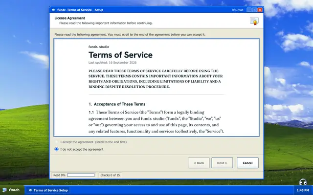 Screenshot of Read the Terms - fundr. games