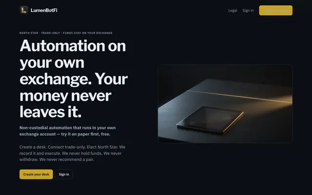 Screenshot of LumenBotFi Platform