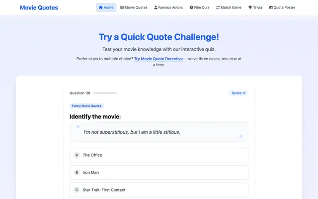 Screenshot of Film Quotes Collection | Famous Cinema Lines & Games