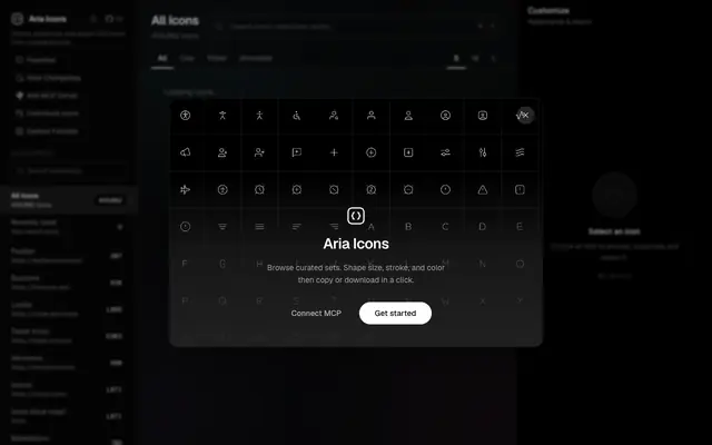 Screenshot of Aria Icons