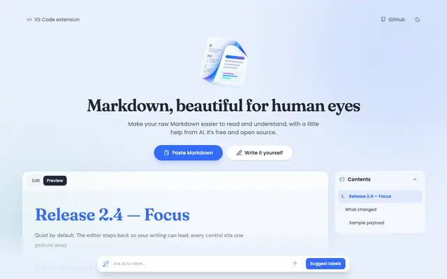 Screenshot of MyMarkdown — Markdown Beautifier & Formatter
