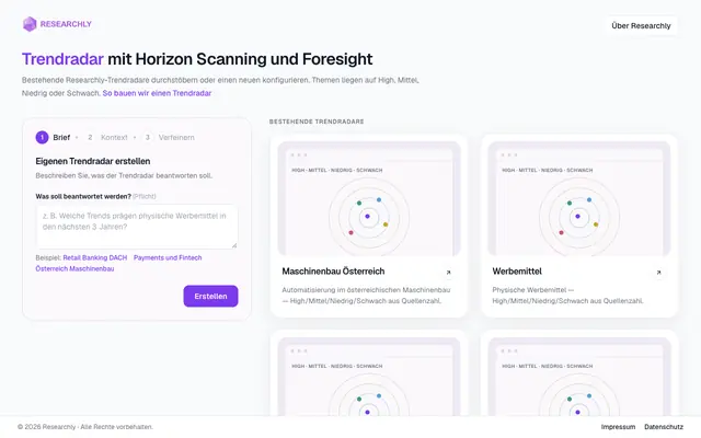 Screenshot of Trendradar — Researchly