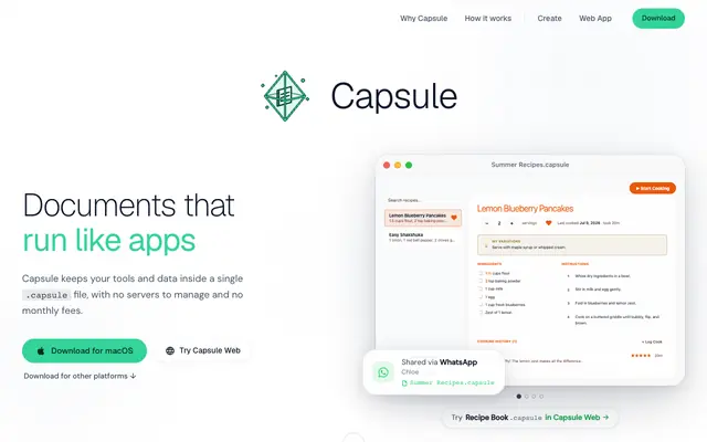 Screenshot of Capsule — Documents that run like apps