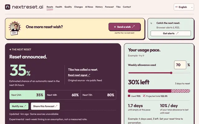 Screenshot of nextreset.ai