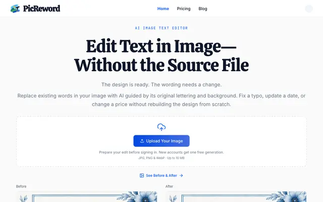 Screenshot of picreword.com