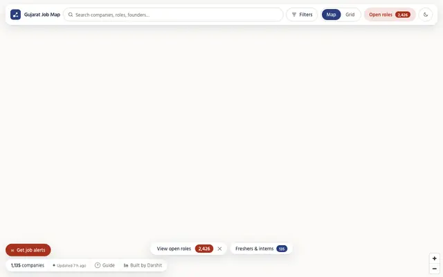 Screenshot of Ahmedabad Job Map — Startup jobs in Ahmedabad & GIFT City