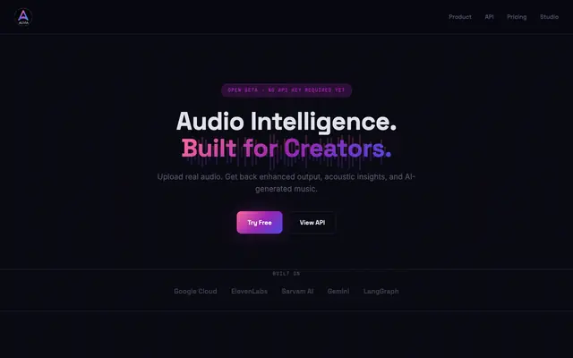Screenshot of Auvia Engine — Audio Intelligence Infrastructure