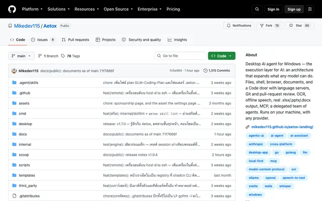 Screenshot of GitHub - Mike0165115321/Aetox: Desktop AI agent for Windows