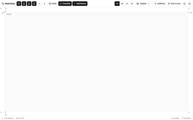Screenshot of Online Ruler — Actual Size in cm, mm & Inches | RealRuler