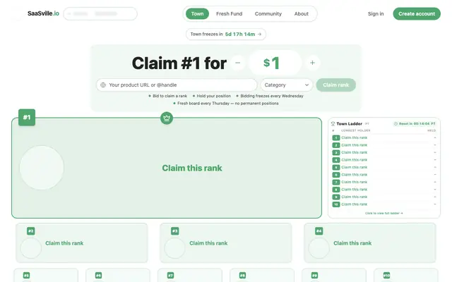 Screenshot of SaaSville.io — Marketing & Discovery for New Startups