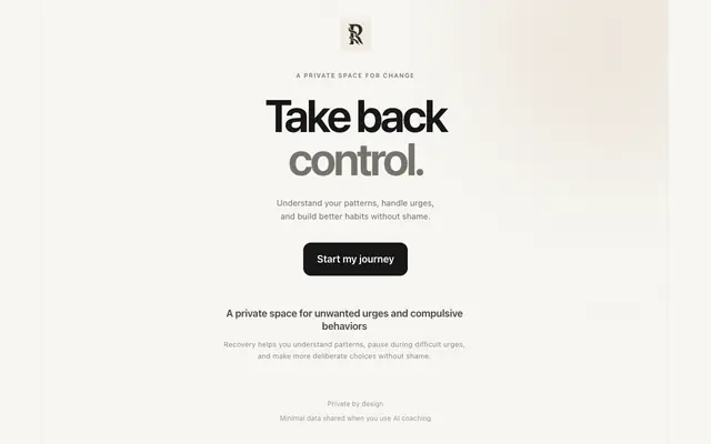 Screenshot of Recovery — Take Back Control