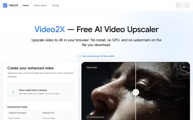 Screenshot of Video2X — Free AI Video Upscaler, Upscale Video to 4K