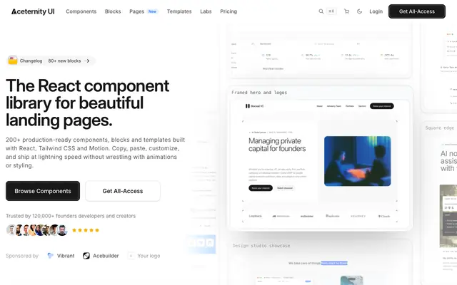 Screenshot of Aceternity UI — React & Tailwind CSS Component Library