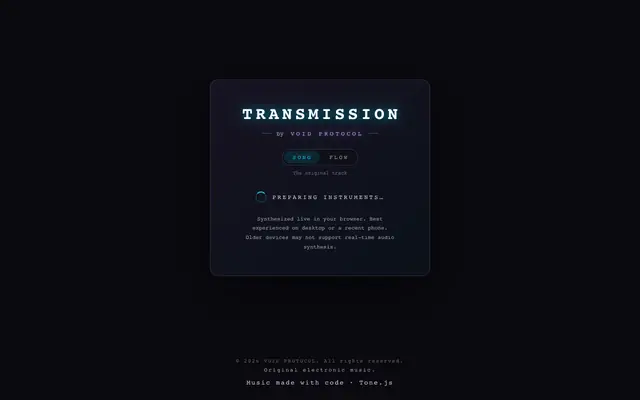 Screenshot of Transmission — VOID PROTOCOL