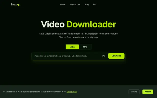 Screenshot of TikTok Video & MP3 Downloader + Instagram Reels Downloader — No Watermark | Snap