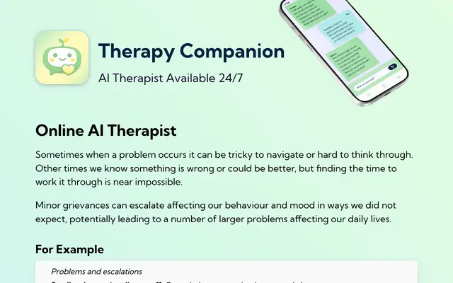 Screenshot of Therapy Companion: Meet Eleanor, your new AI Therapist