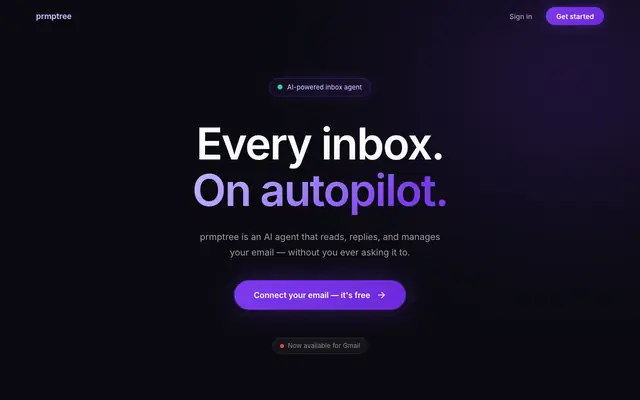 Screenshot of prmptree — every inbox. on autopilot.
