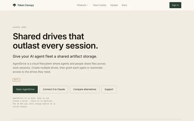 Screenshot of AgentDrive — Token Canopy